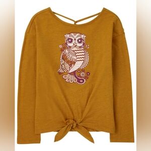 The Children's Place Girls' Long Sleeve Animal Graphic Tie Front Cut Out Top